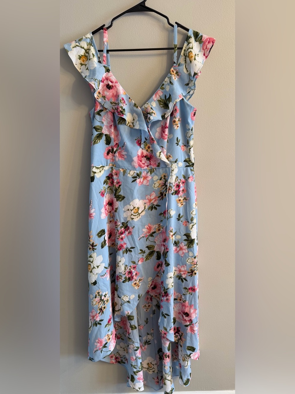 Blue Floral High Low Dress